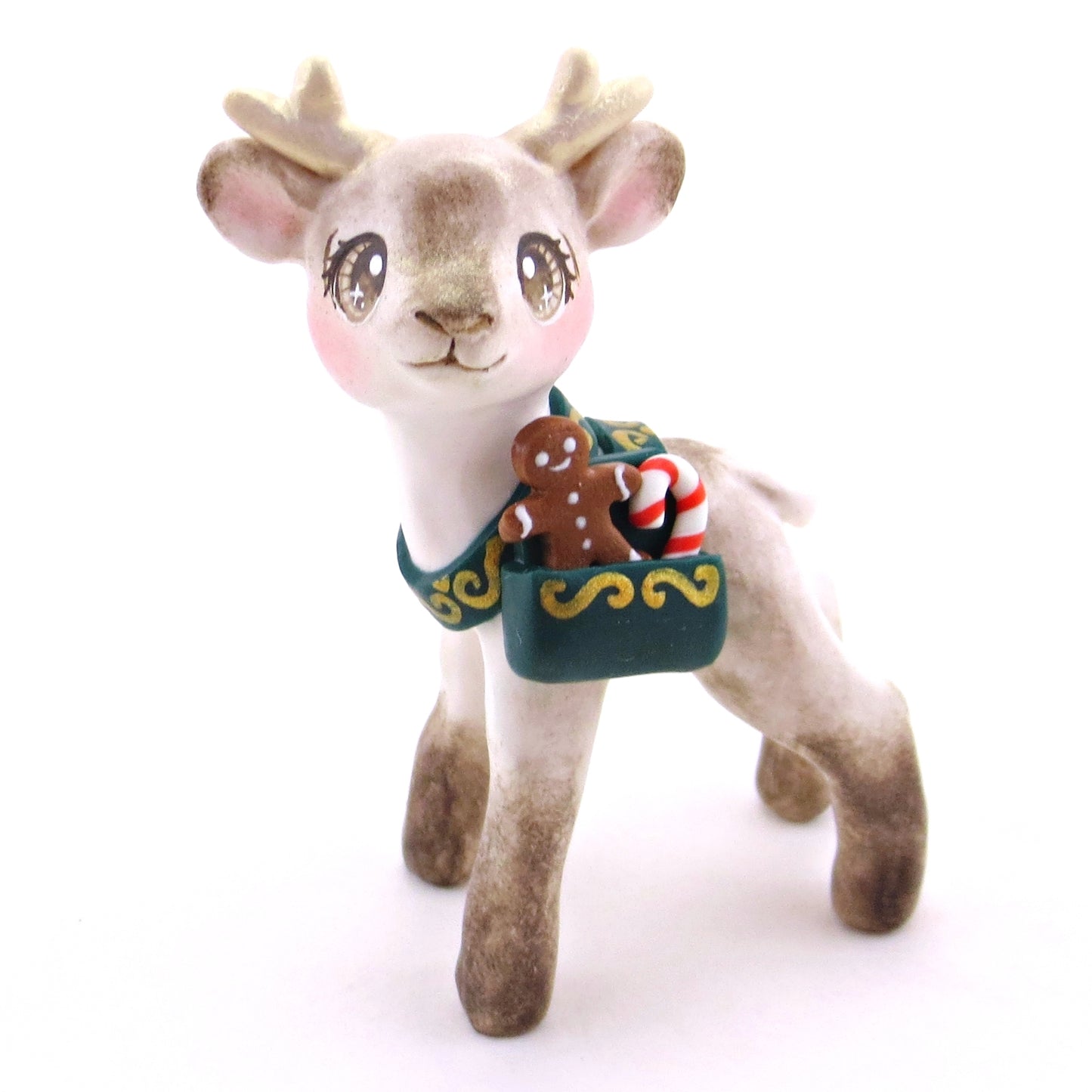 Blitzen the Baby Reindeer Figurine - Polymer Clay Christmas Collection