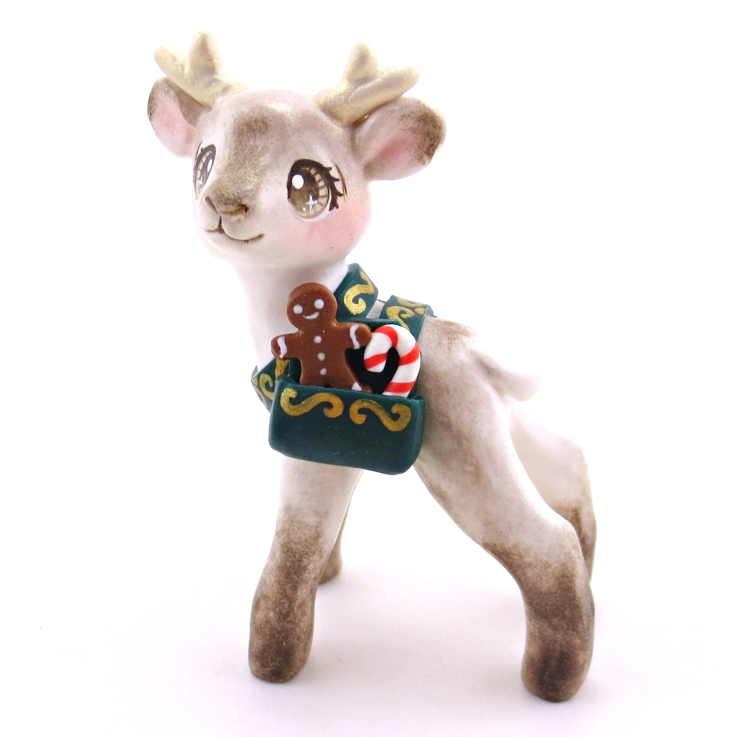 Blitzen the Baby Reindeer Figurine - Polymer Clay Christmas Collection