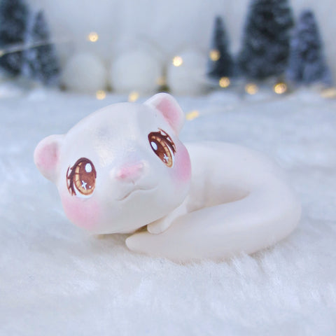 Cream Ferret Figurine - Polymer Clay Continents Collection