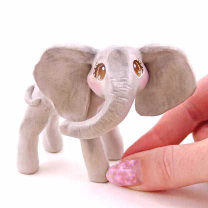 Elephant Figurine - Polymer Clay Animals Continents Collection