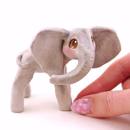 Elephant Figurine - Polymer Clay Animals Continents Collection