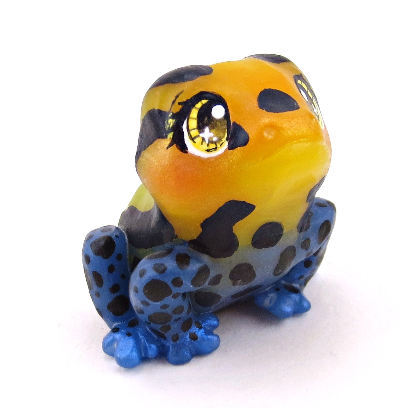 Orange/Yellow/Blue Poison Dart Frog (Ranitomeya Amazonica) Figurine - Polymer Clay Animals Continents Collection