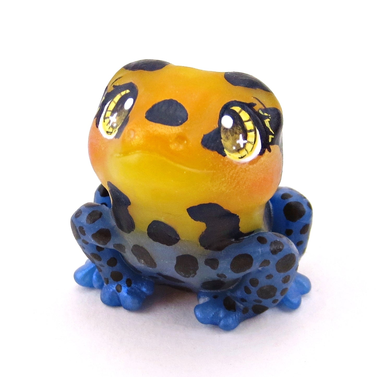 Orange/Yellow/Blue Poison Dart Frog (Ranitomeya Amazonica) Figurine - Polymer Clay Animals Continents Collection