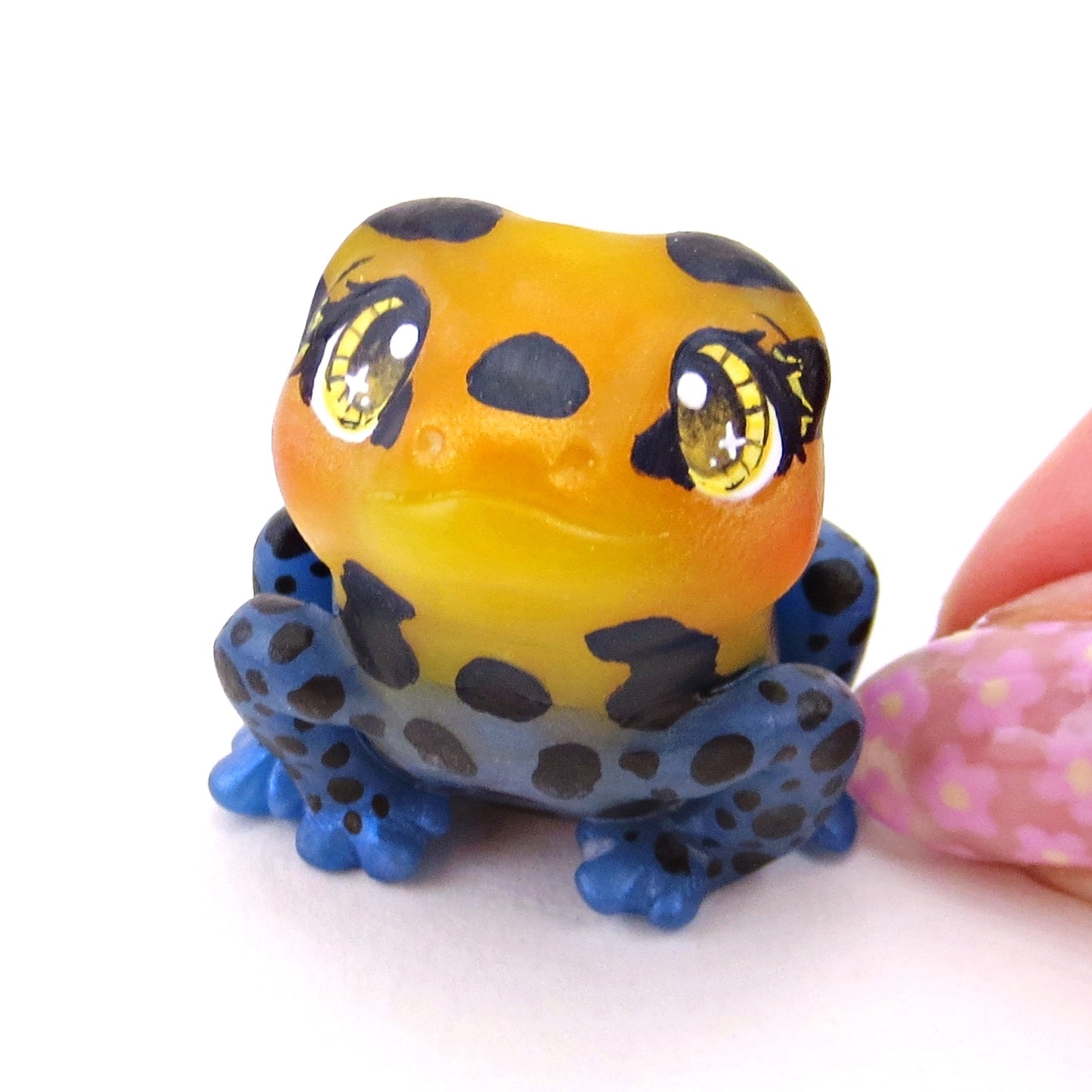 Orange/Yellow/Blue Poison Dart Frog (Ranitomeya Amazonica) Figurine - Polymer Clay Animals Continents Collection