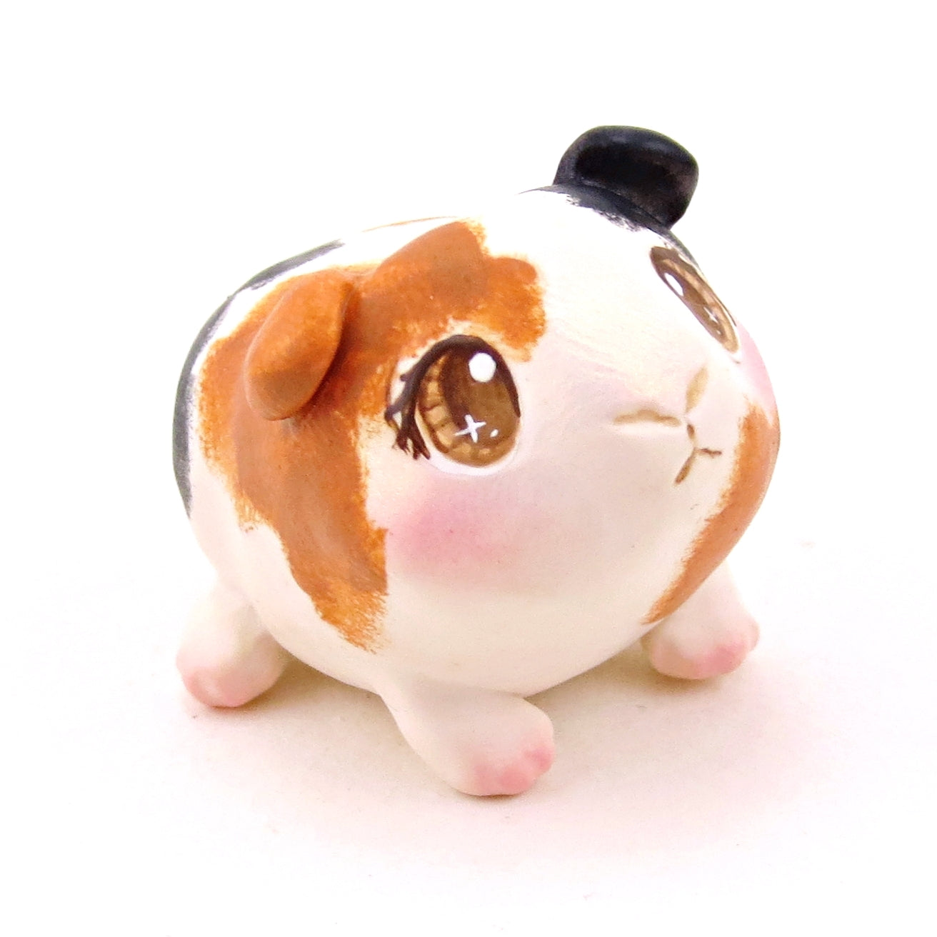 Tricolor Guinea Pig Figurine - Polymer Clay Animals Continents Collection