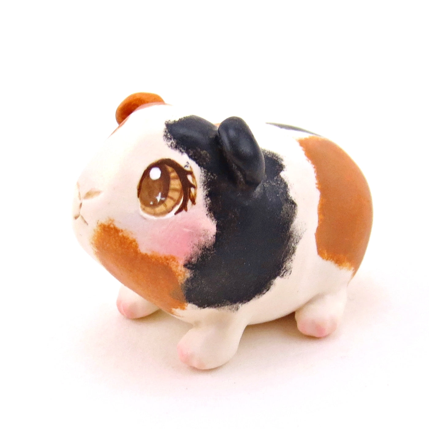 Tricolor Guinea Pig Figurine - Polymer Clay Animals Continents Collection