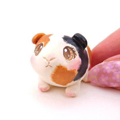 Tricolor Guinea Pig Figurine - Polymer Clay Animals Continents Collection