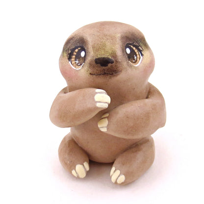 Three-Toed Sloth Figurine - Polymer Clay Animals Continents Collection