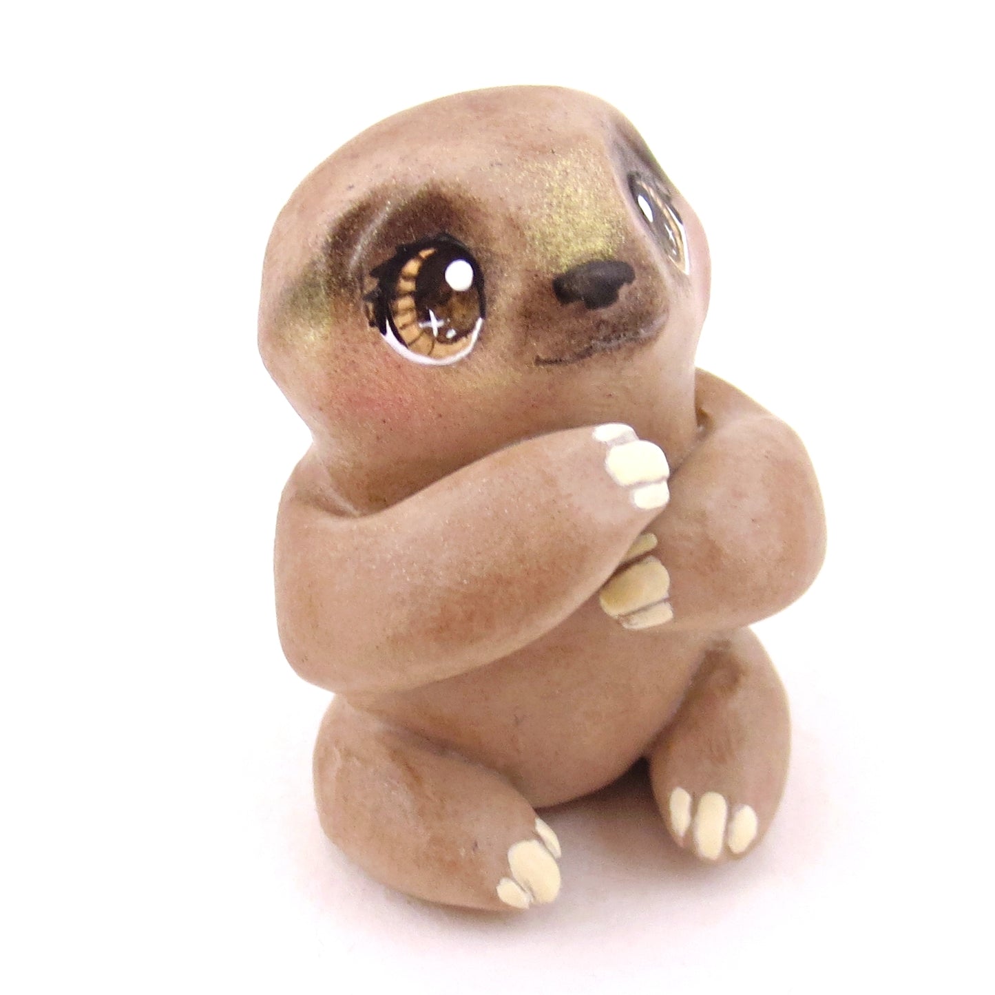 Three-Toed Sloth Figurine - Polymer Clay Animals Continents Collection