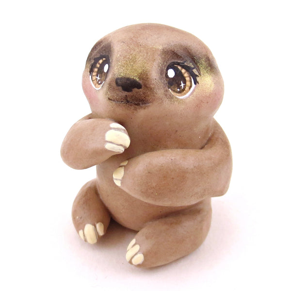 Three-Toed Sloth Figurine - Polymer Clay Animals Continents Collection