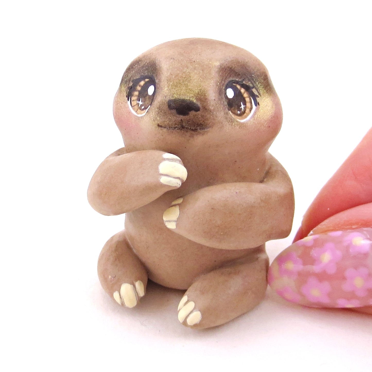 Three-Toed Sloth Figurine - Polymer Clay Animals Continents Collection