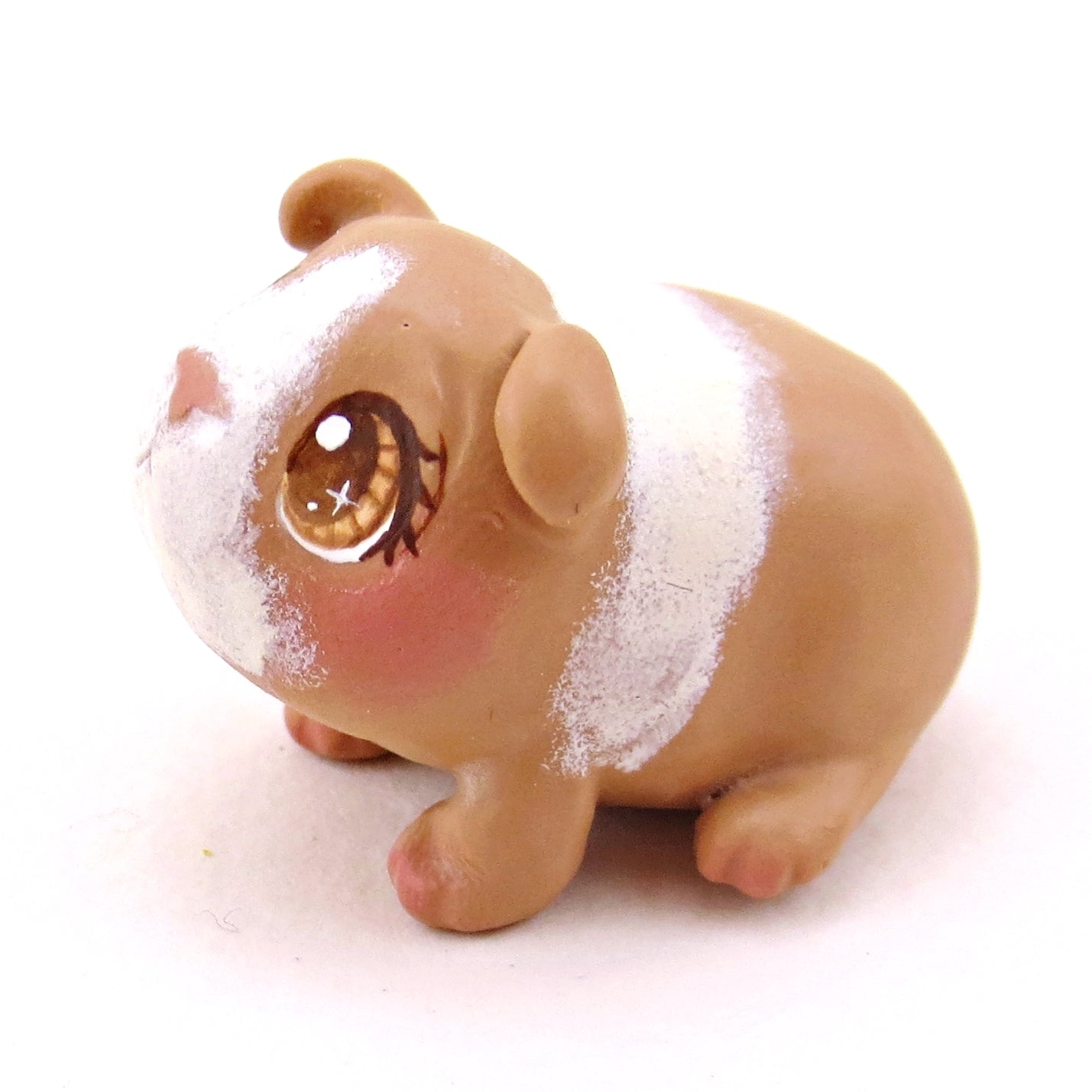 Beige and Cream Guinea Pig Figurine - Polymer Clay Animals Continents Collection