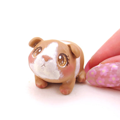 Beige and Cream Guinea Pig Figurine - Polymer Clay Animals Continents Collection