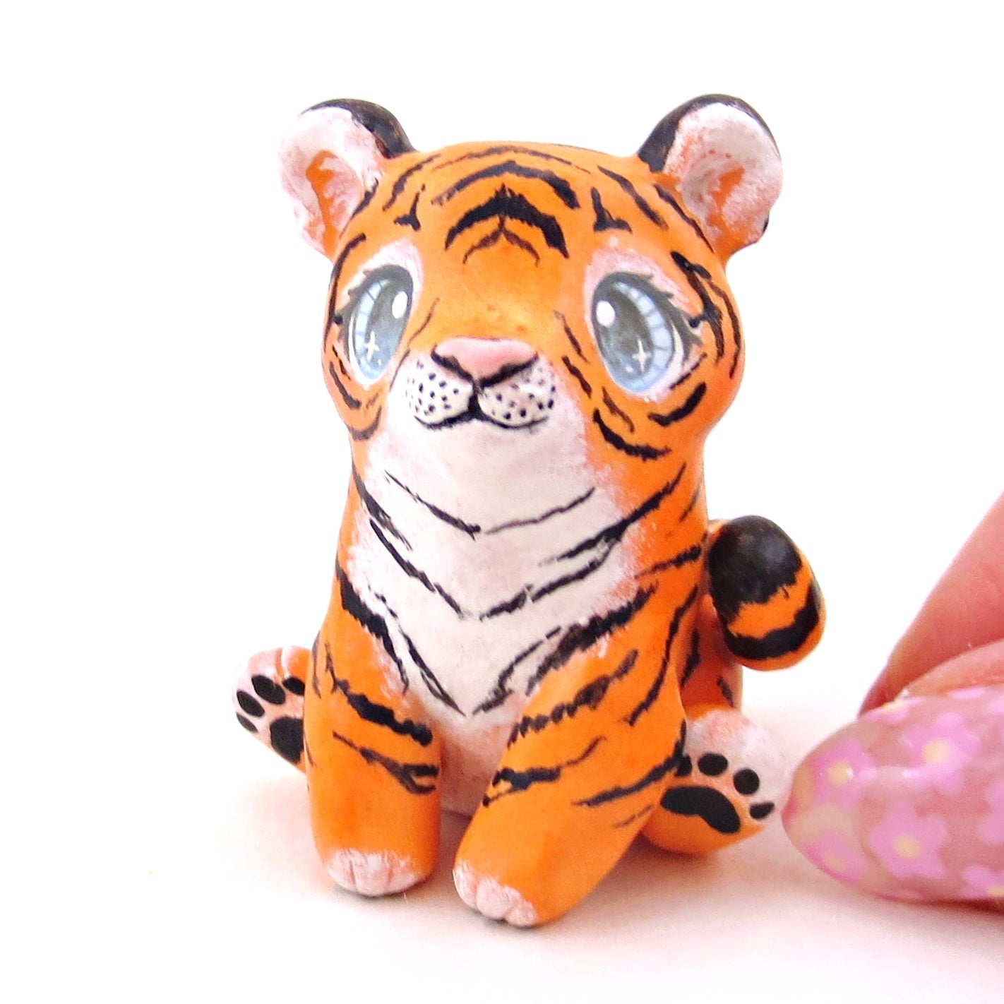 Blue-Eyed Tiger Figurine - Polymer Clay Animals Continents Collection