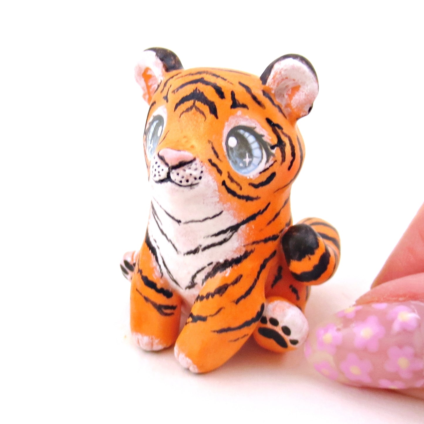 Blue-Eyed Tiger Figurine - Polymer Clay Animals Continents Collection