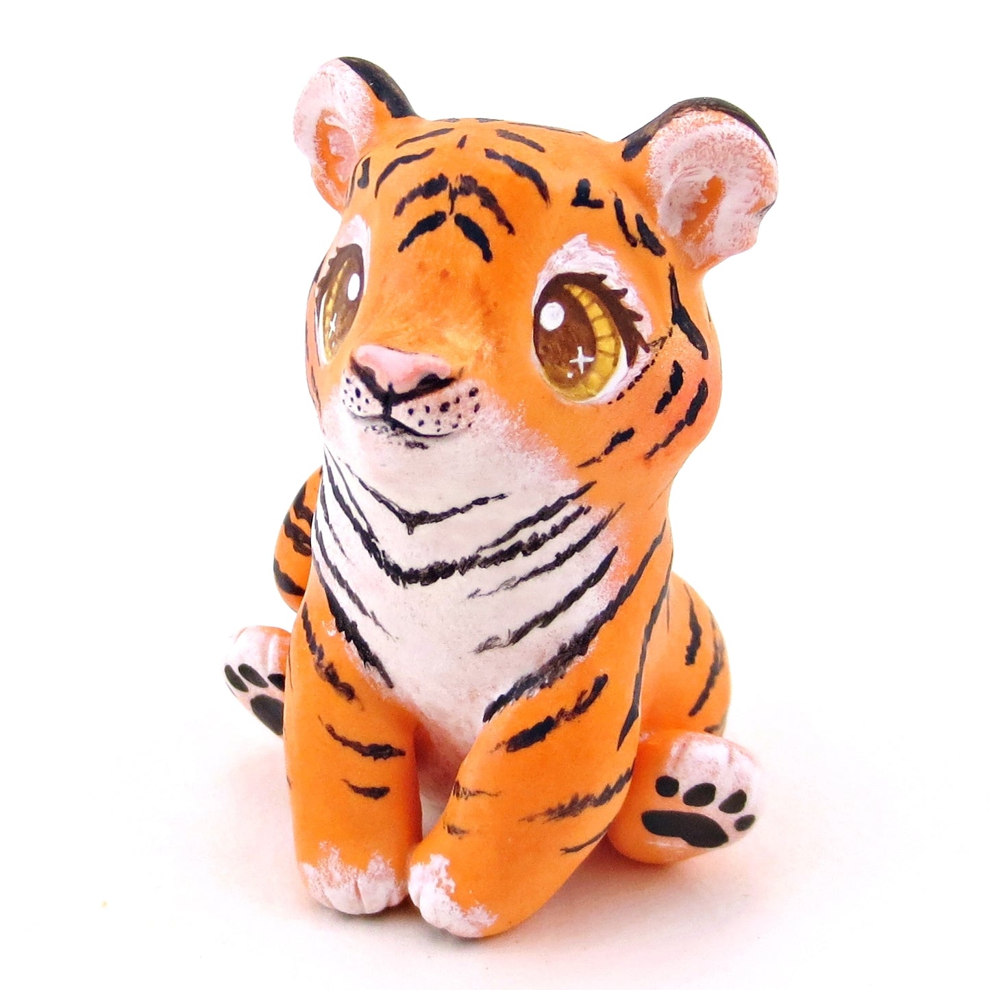 Brown-Eyed Tiger Figurine - Polymer Clay Animals Continents Collection