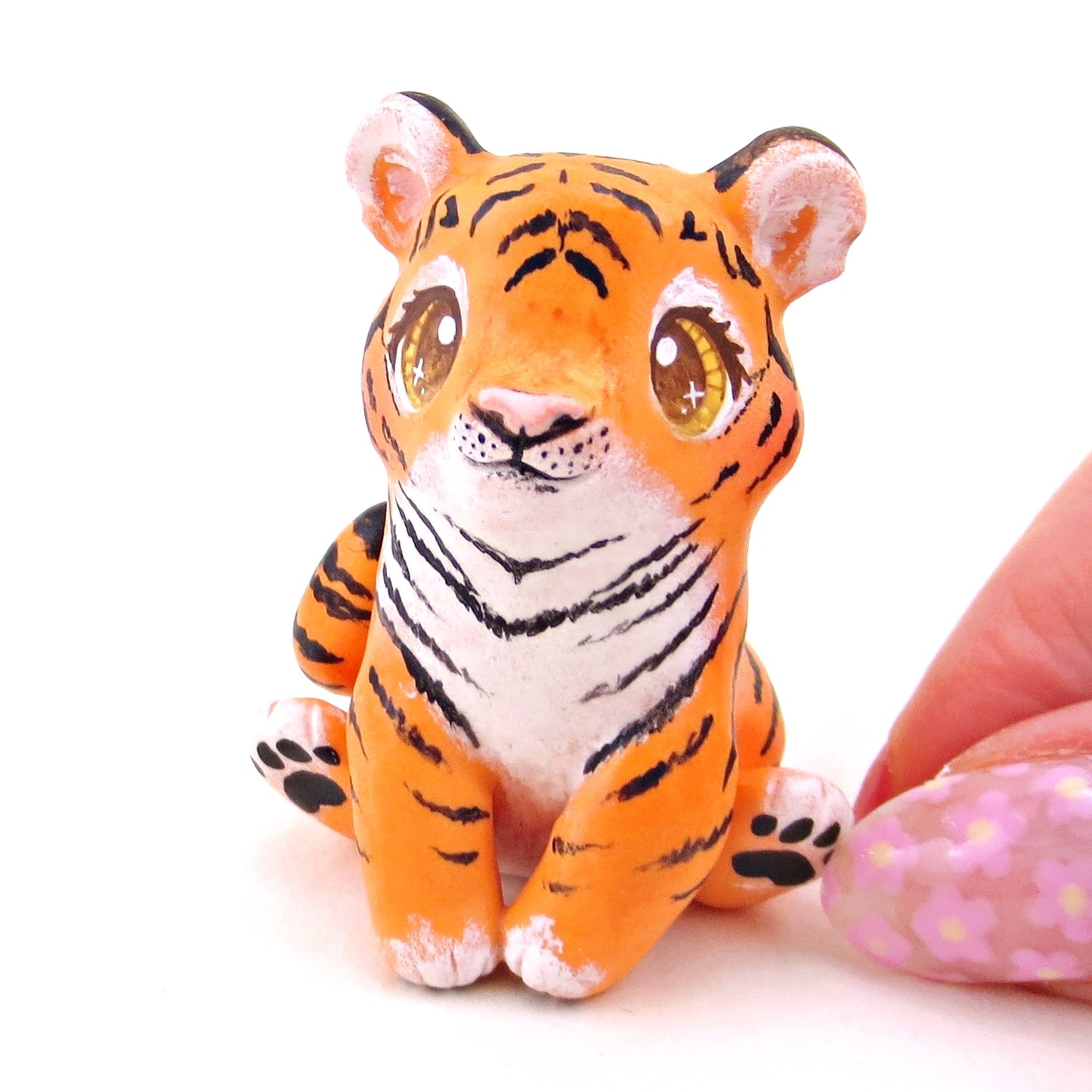 Brown-Eyed Tiger Figurine - Polymer Clay Animals Continents Collection