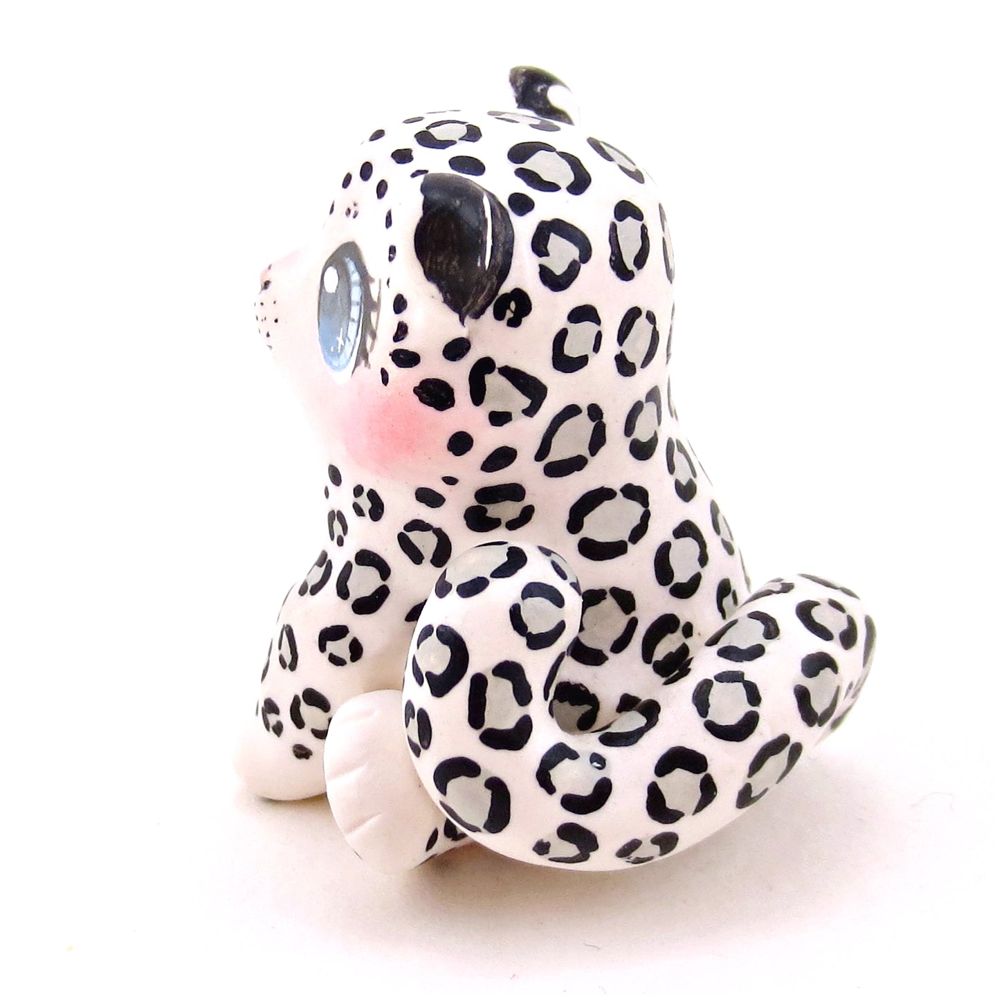 Snow Leopard Figurine - Polymer Clay Animals Continents Collection