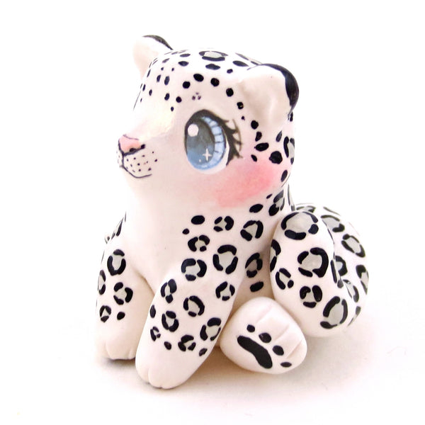 Snow Leopard Figurine - Polymer Clay Animals Continents Collection