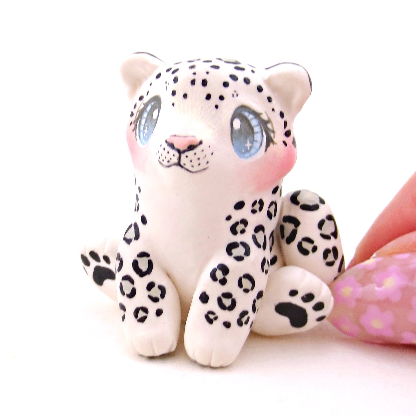 Snow Leopard Figurine - Polymer Clay Animals Continents Collection