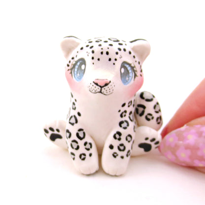 Snow Leopard Figurine - Polymer Clay Animals Continents Collection