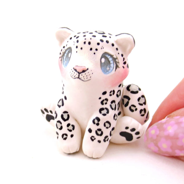 Snow Leopard Figurine - Polymer Clay Animals Continents Collection