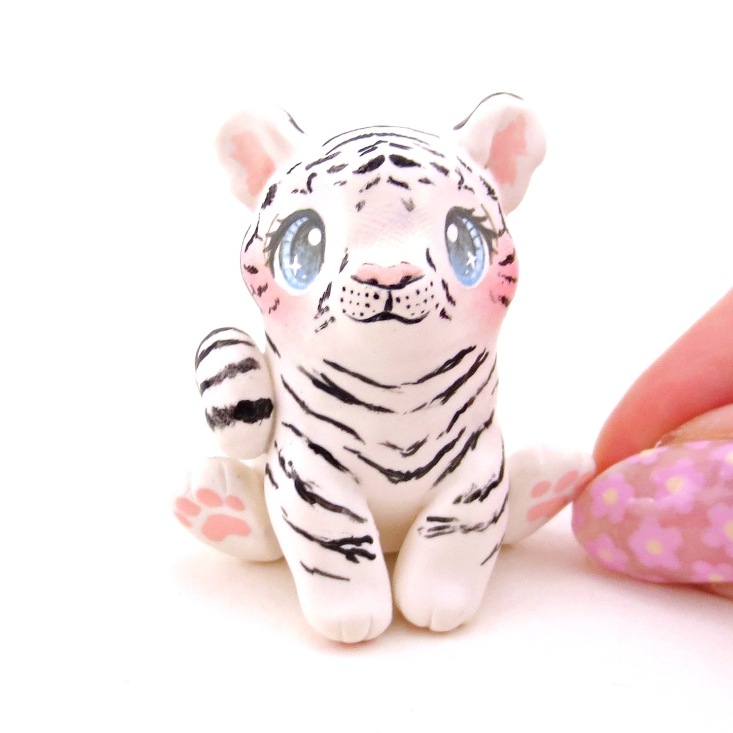 White Tiger Figurine - Polymer Clay Animals Continents Collection