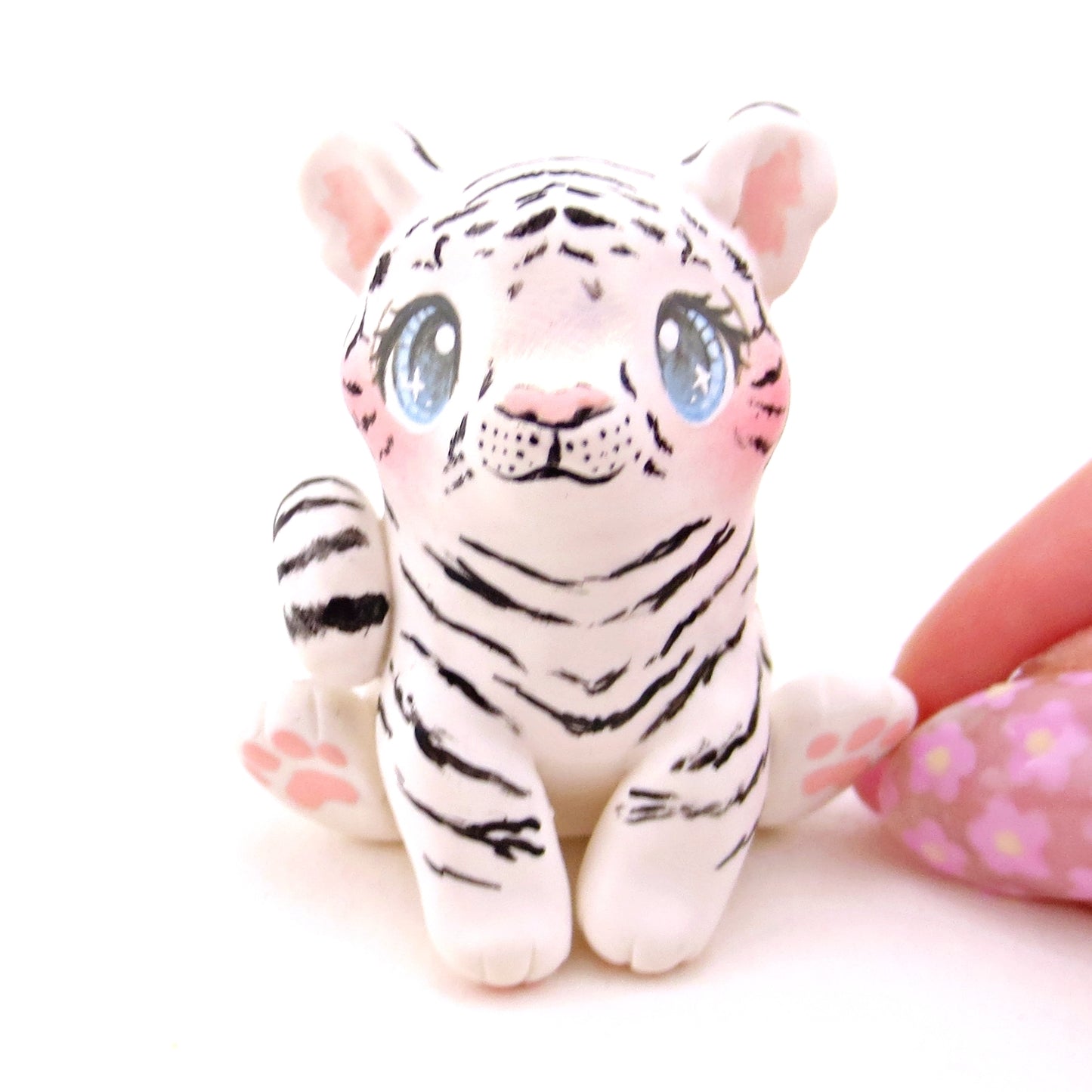 White Tiger Figurine - Polymer Clay Animals Continents Collection