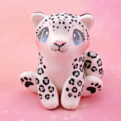 Snow Leopard Figurine - Polymer Clay Animals Continents Collection