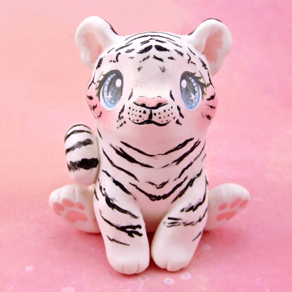 White Tiger Figurine - Polymer Clay Animals Continents Collection