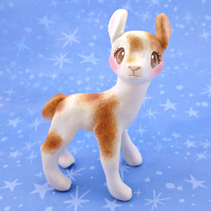 Cream and Brown Spotty Llama Figurine - Polymer Clay Animals Collection
