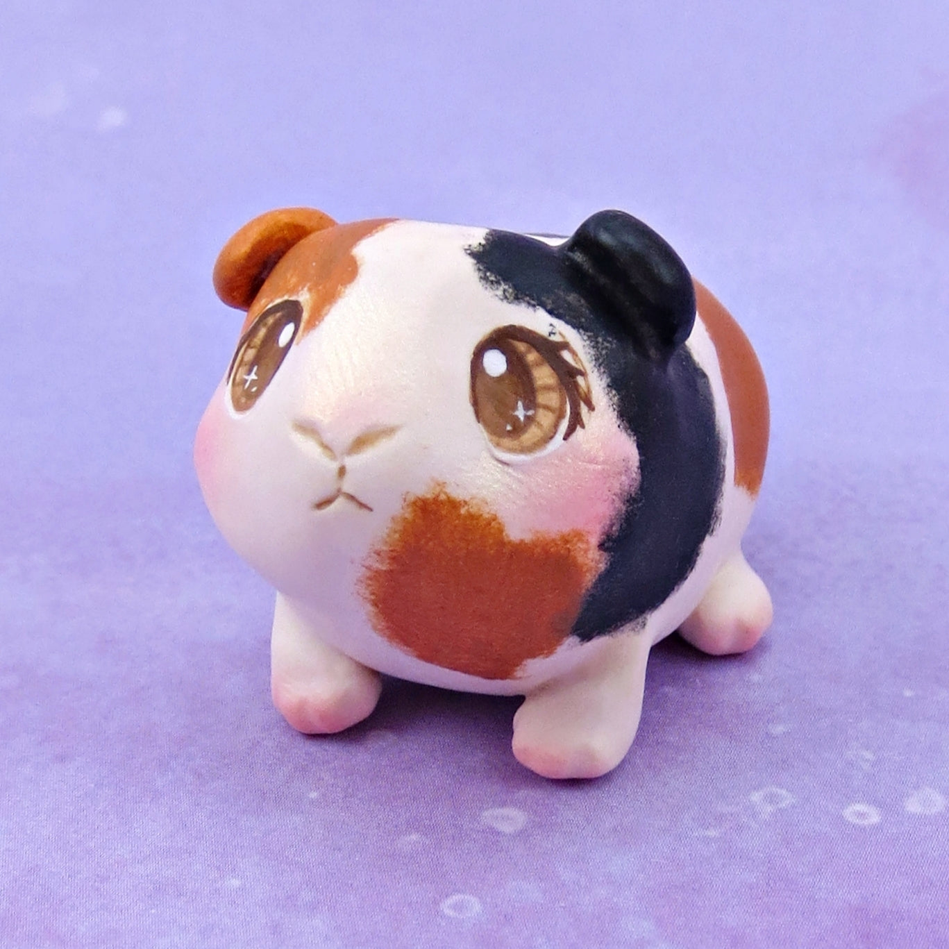 Tricolor Guinea Pig Figurine - Polymer Clay Animals Continents Collection