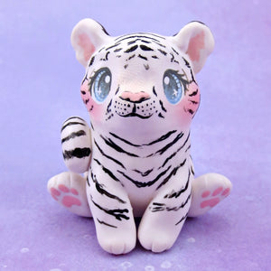 White Tiger Figurine - Polymer Clay Animals Continents Collection