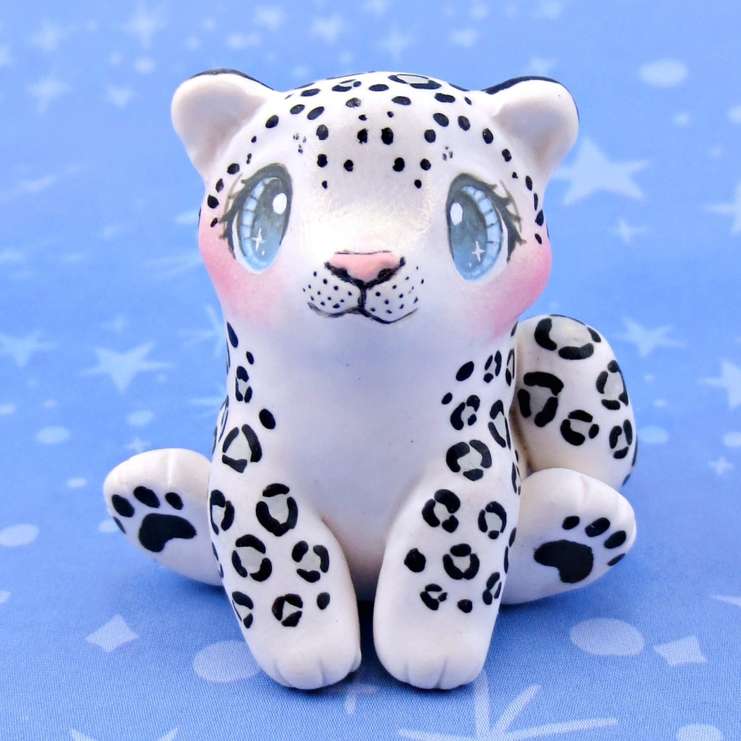 Snow Leopard Figurine - Polymer Clay Animals Continents Collection