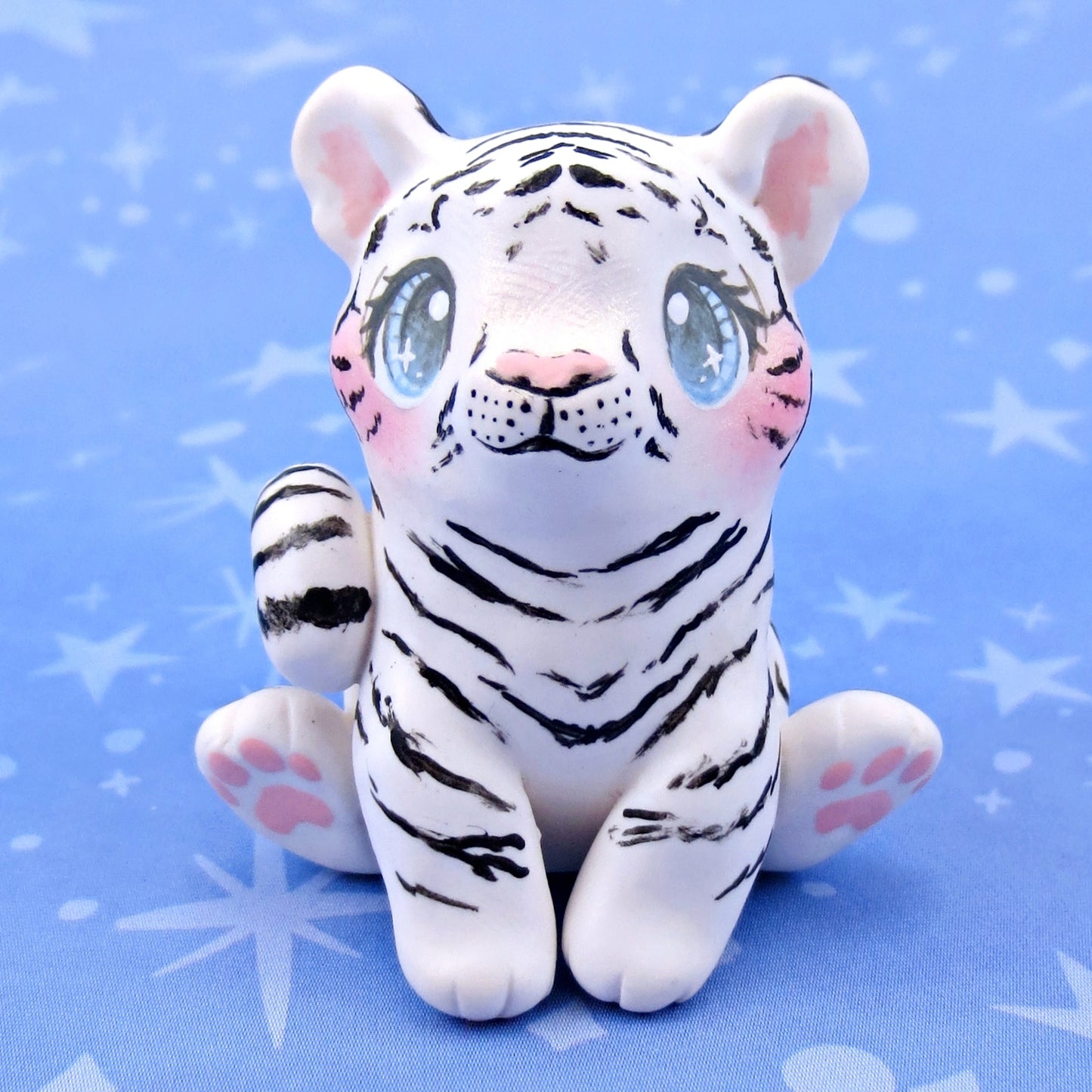 White Tiger Figurine - Polymer Clay Animals Continents Collection