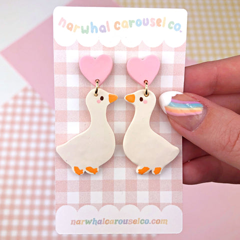 "Geese in Love" Polymer Clay Earrings
