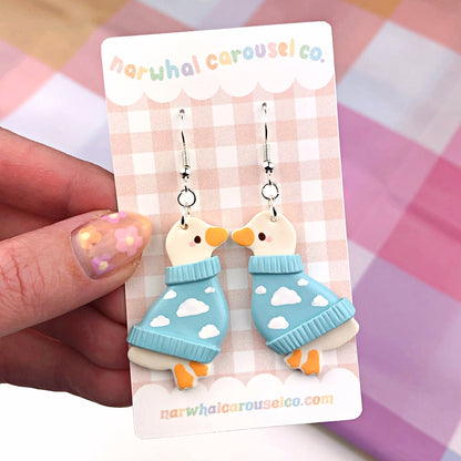 Cloud Sweater Maisie the Goose Polymer Clay Earrings