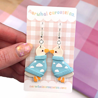 Cloud Sweater Maisie the Goose Polymer Clay Earrings