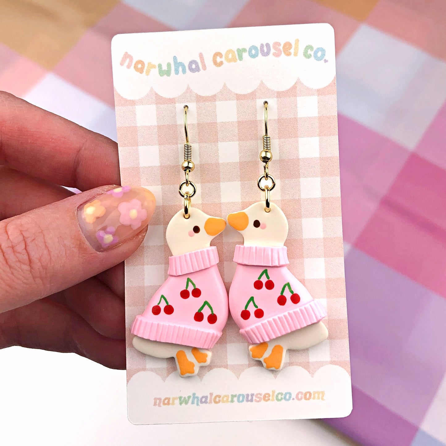 Cherry Sweater Maisie the Goose Polymer Clay Earrings