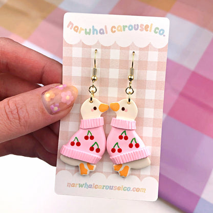 Cherry Sweater Maisie the Goose Polymer Clay Earrings