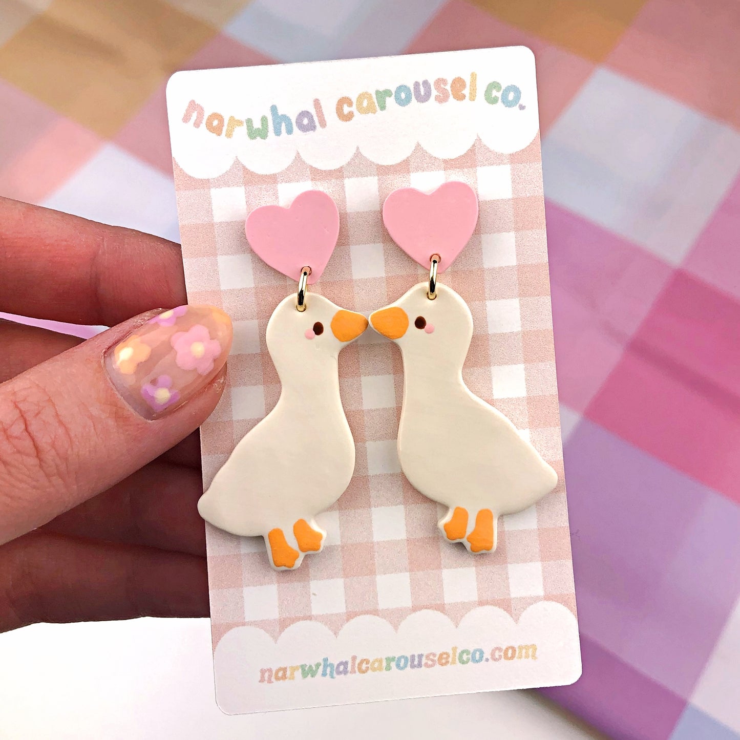 "Geese in Love" Polymer Clay Earrings