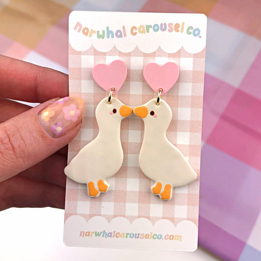 "Geese in Love" Polymer Clay Earrings