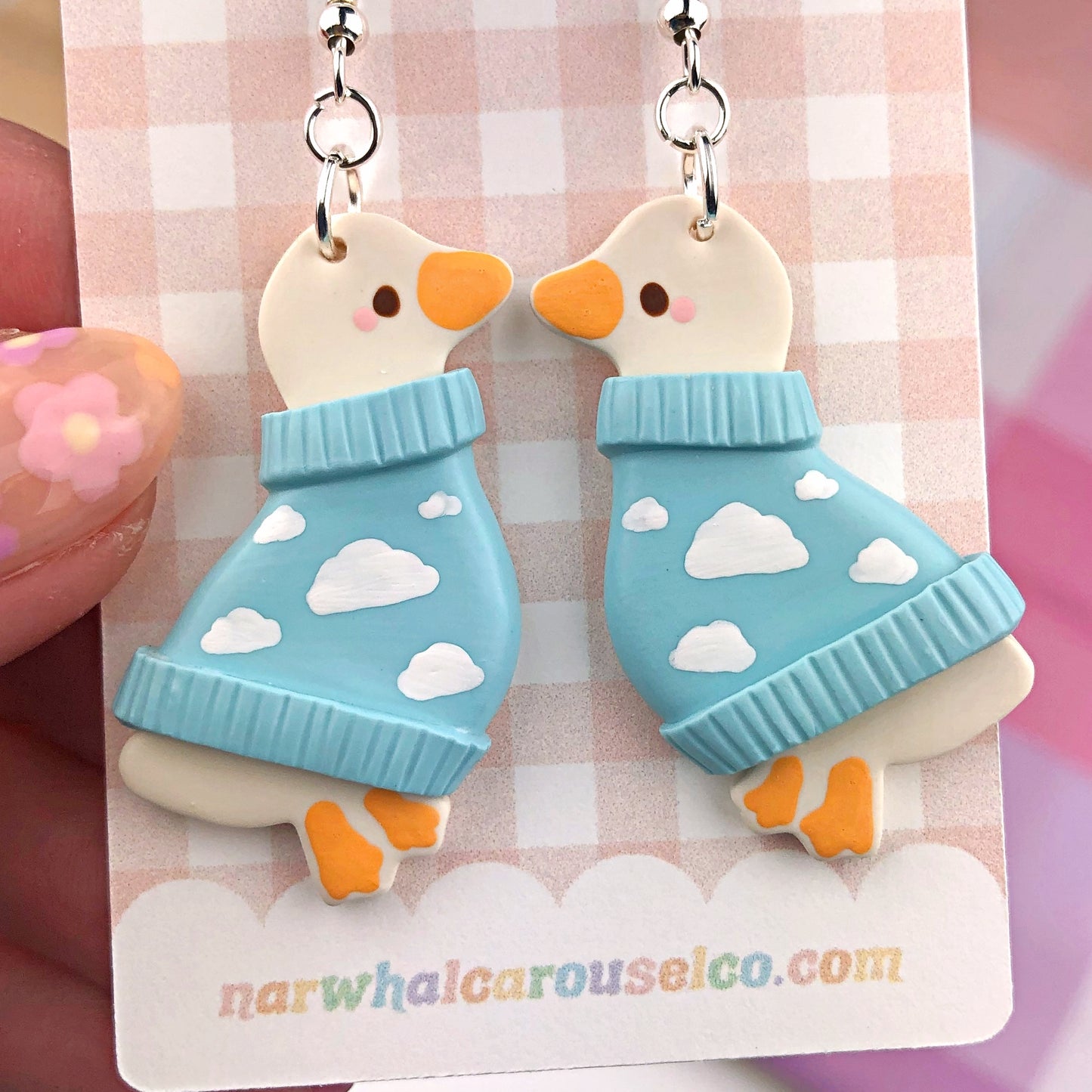 Cloud Sweater Maisie the Goose Polymer Clay Earrings