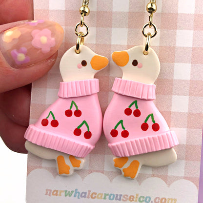 Cherry Sweater Maisie the Goose Polymer Clay Earrings