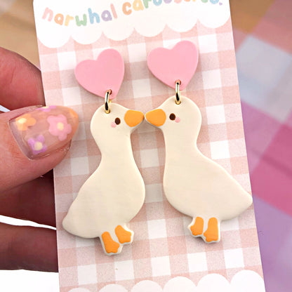 "Geese in Love" Polymer Clay Earrings