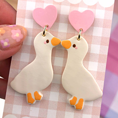 "Geese in Love" Polymer Clay Earrings