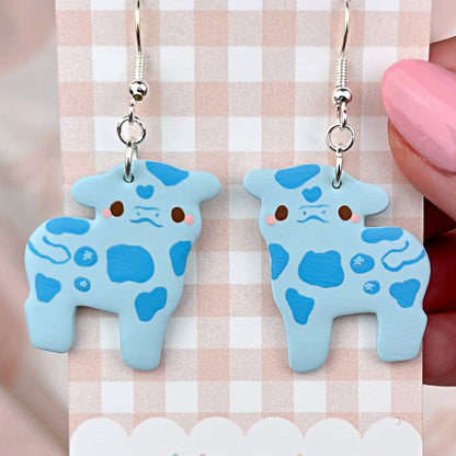 Blueberry Cow Polymer Clay Earrings