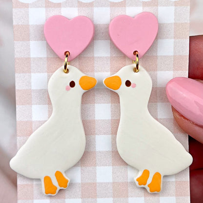 "Geese in Love" Polymer Clay Earrings