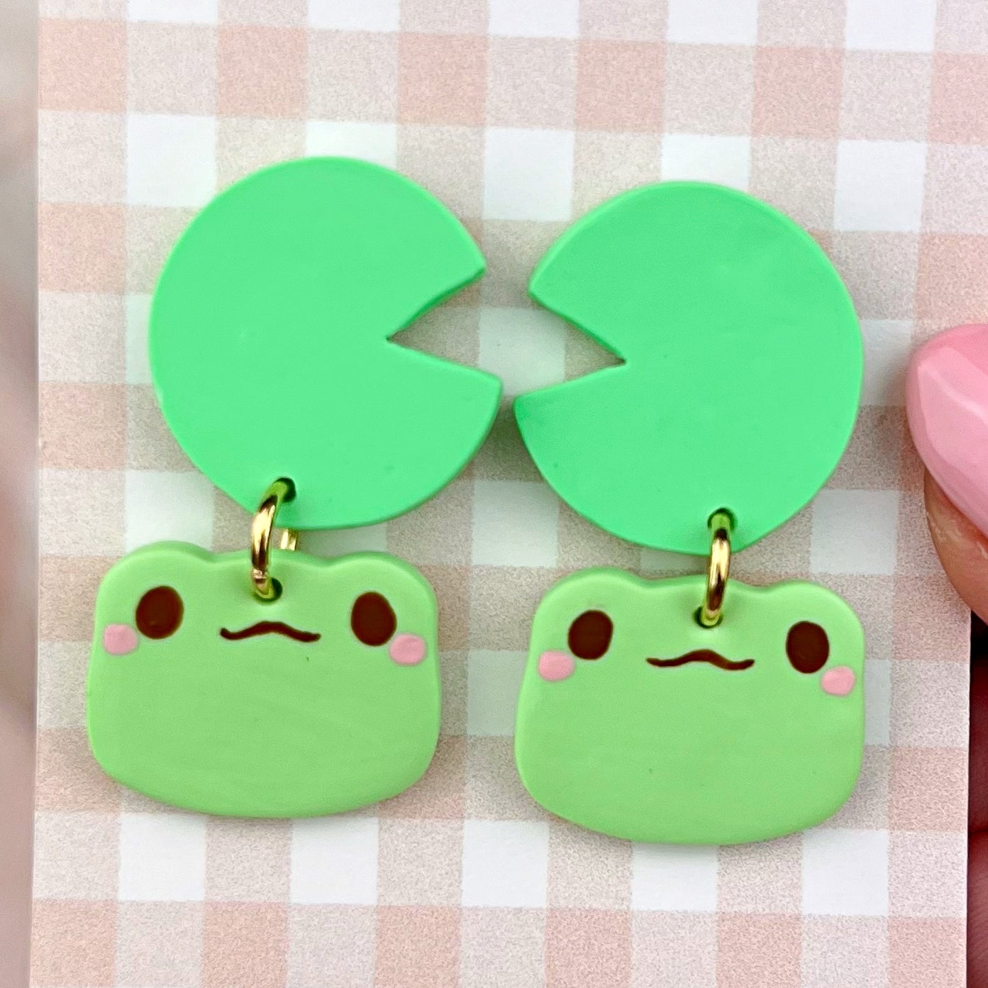 Frog and Lily Pad Polymer Clay Earrings