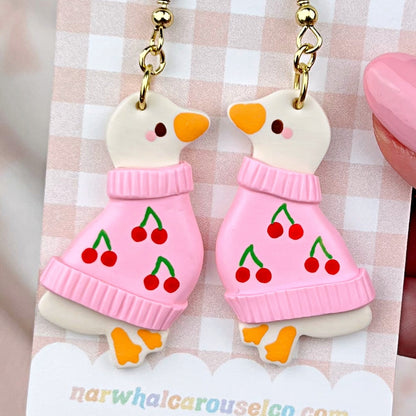 Cherry Sweater Maisie the Goose Polymer Clay Earrings